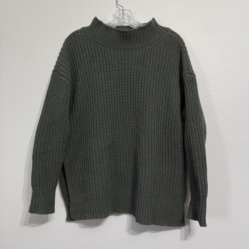Aerie Green Mock Neck Tight Knit Long Sleeve Sweater Womens Size S‎ Petite